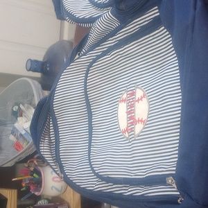 2 kids baseball backpacks with the name Nolan and Tyler